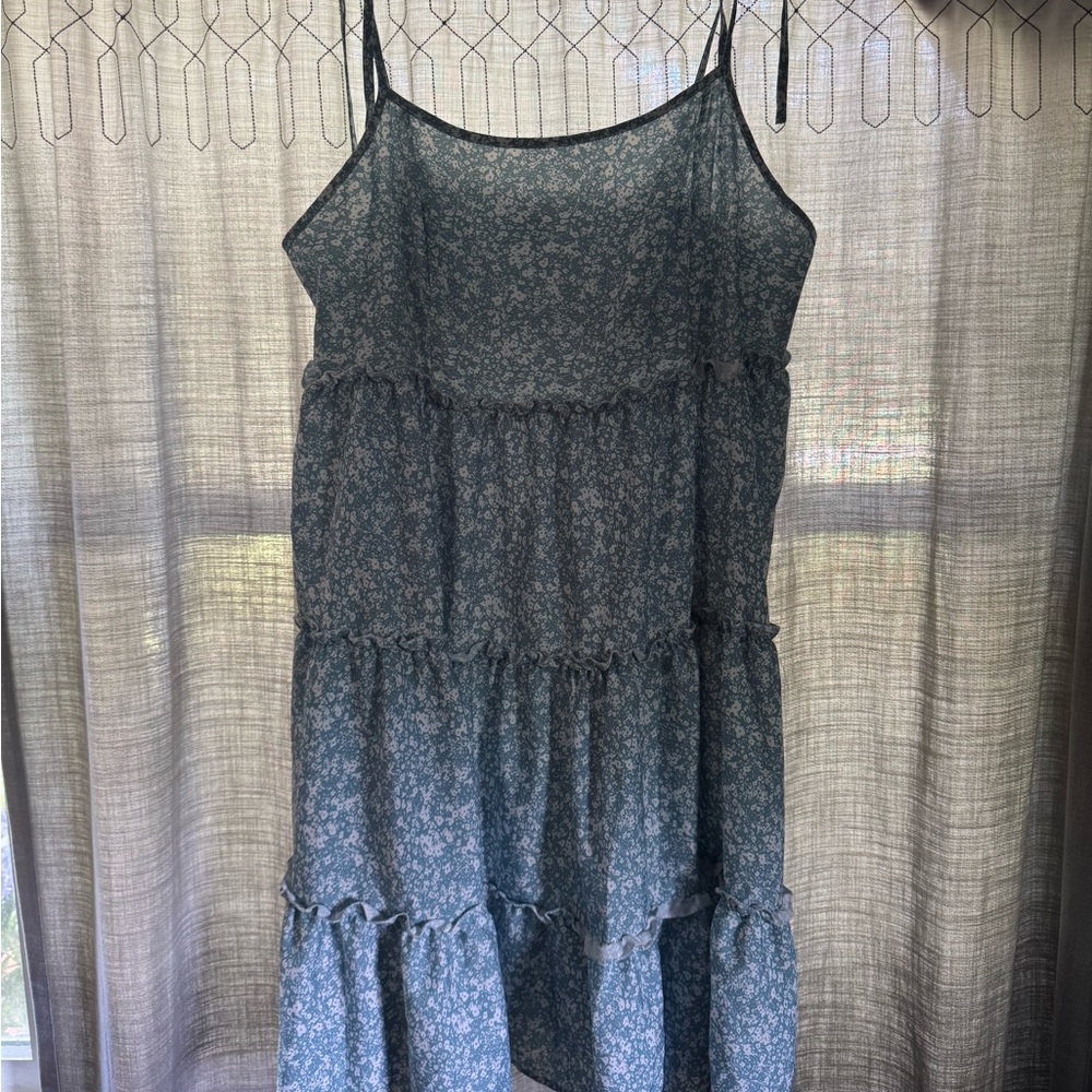 SHIEN Women’s Floral Light Blue Strapless Lightweight Dress